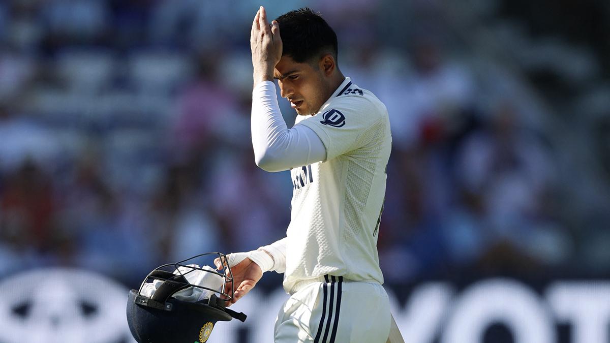 India's Shubman Gill walks after losing his wicket