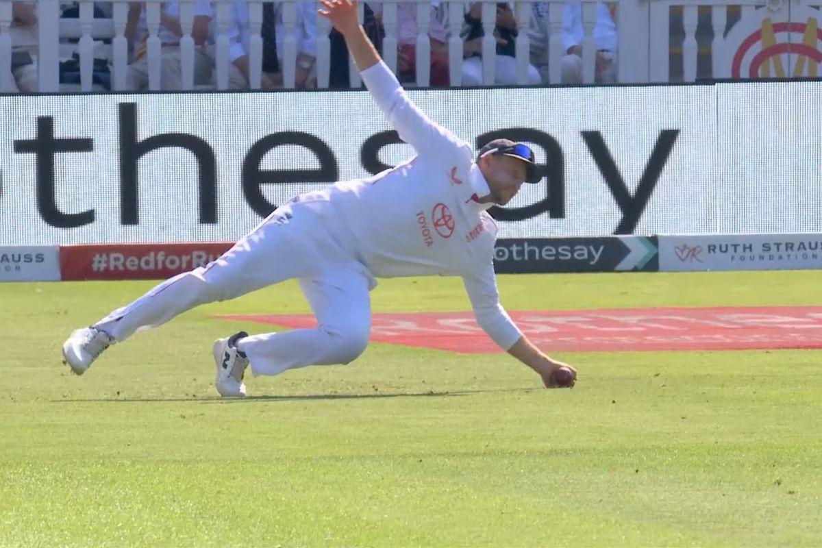 Joe Root takes a superb take in the slips to dismiss Karun Nair and record the most catches in Test cricket