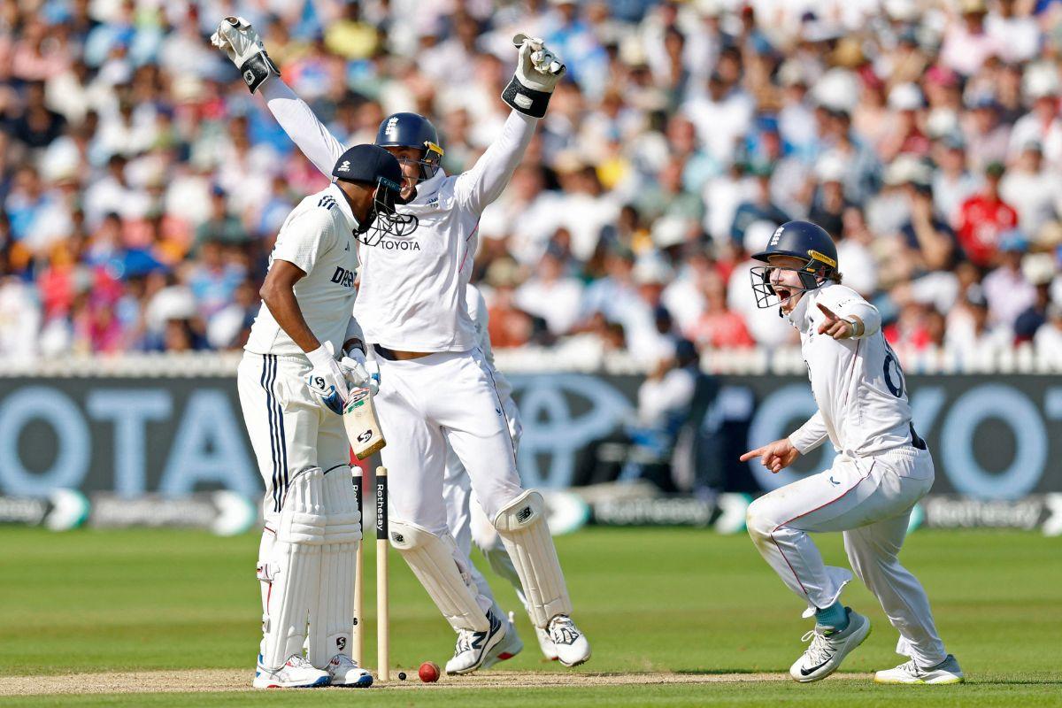 India's Mohammed Siraj looks on after he is bowled by Shoiib Bashir on Day 5 of the 3rd Test at Lord's on Monday
