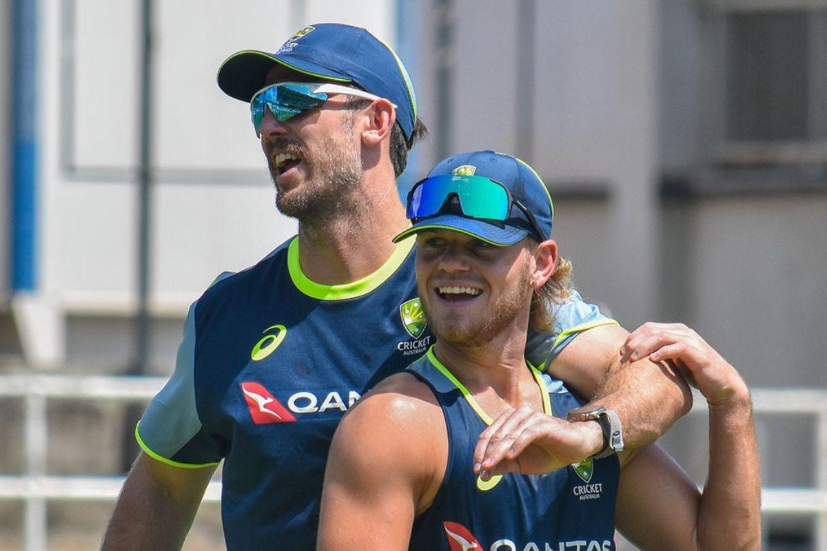 Australia's T20 captain Mitch Marsh and Jake Fraser-McGurk at a training session on Sunday