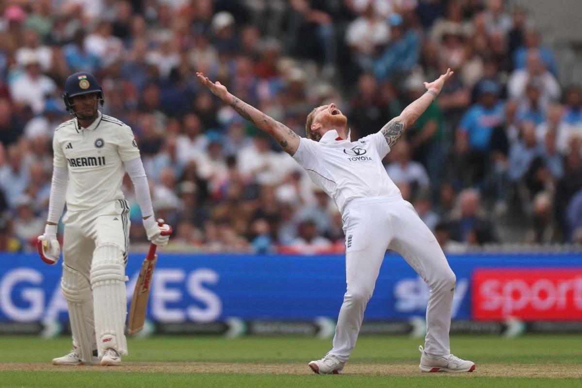 England's Ben Stokes appeals successfully for the lbw wicket of India's Shubman Gill 