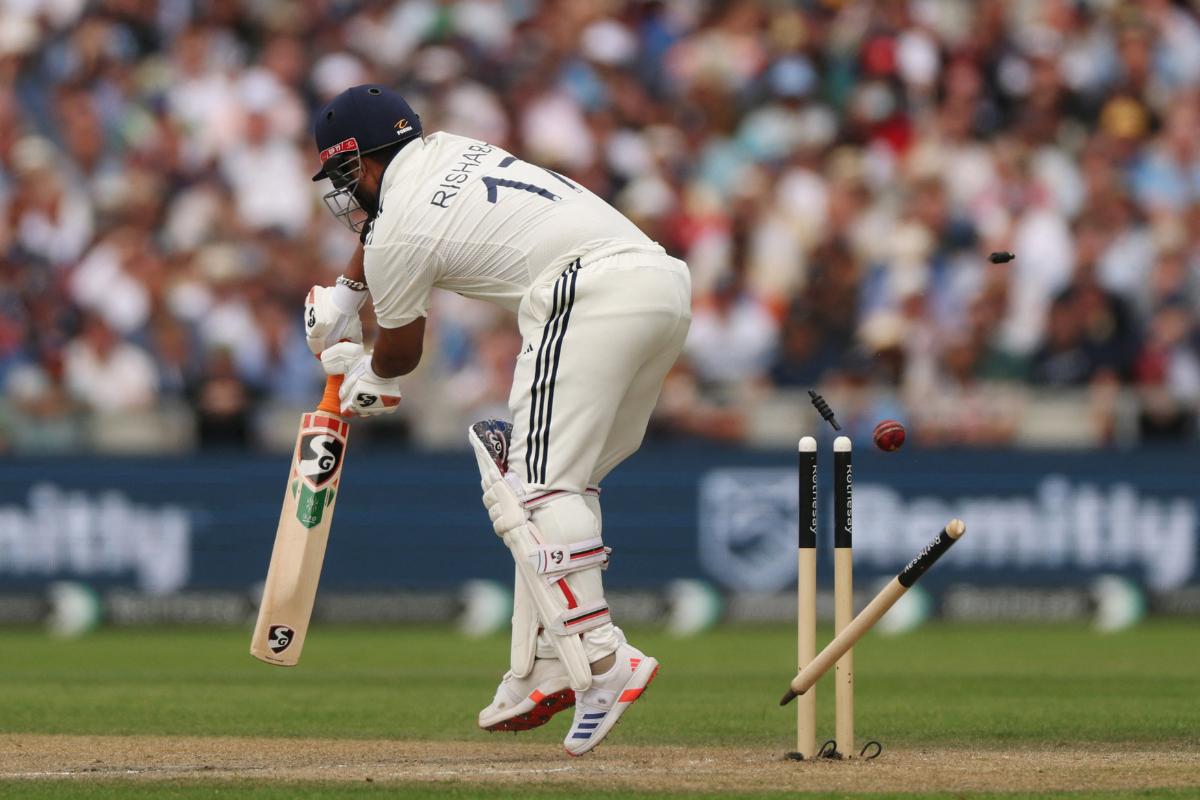 India's Rishabh Pant is bowled out by England's Jofra Archer