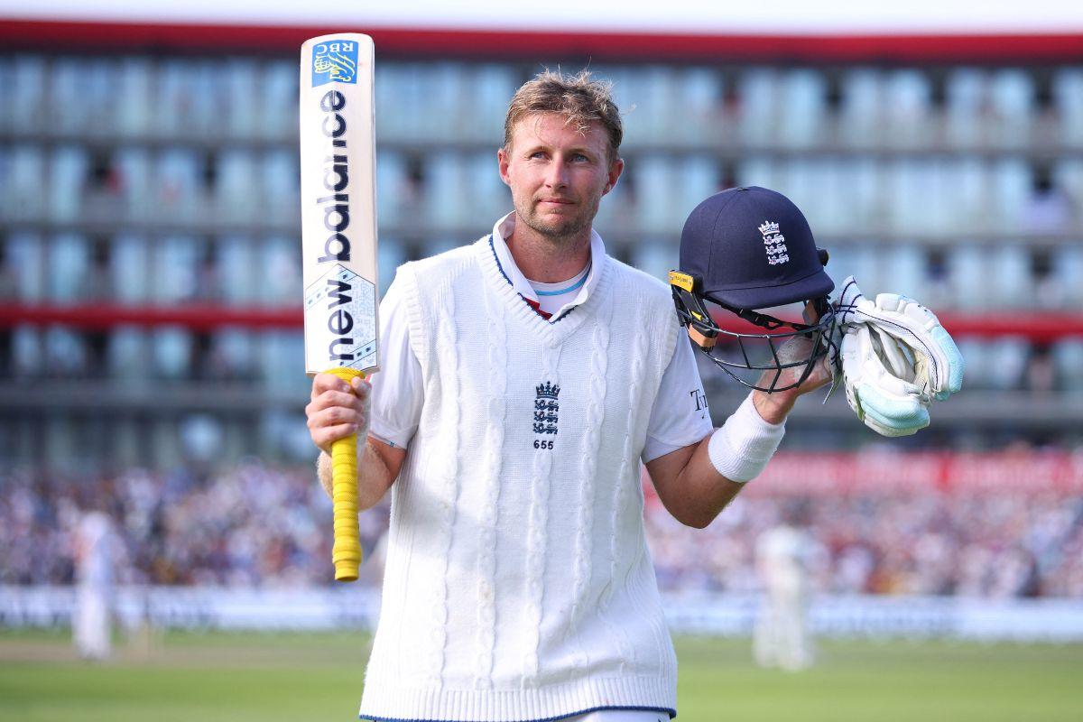 Joe Root walks back to the pavillon after being dismissed for 150, on Day 3 of the 4th Test against England at Old Trafford in Manchester on Friday