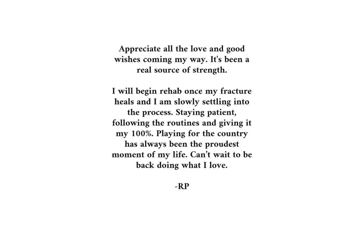 Rishabh Pant's tweet