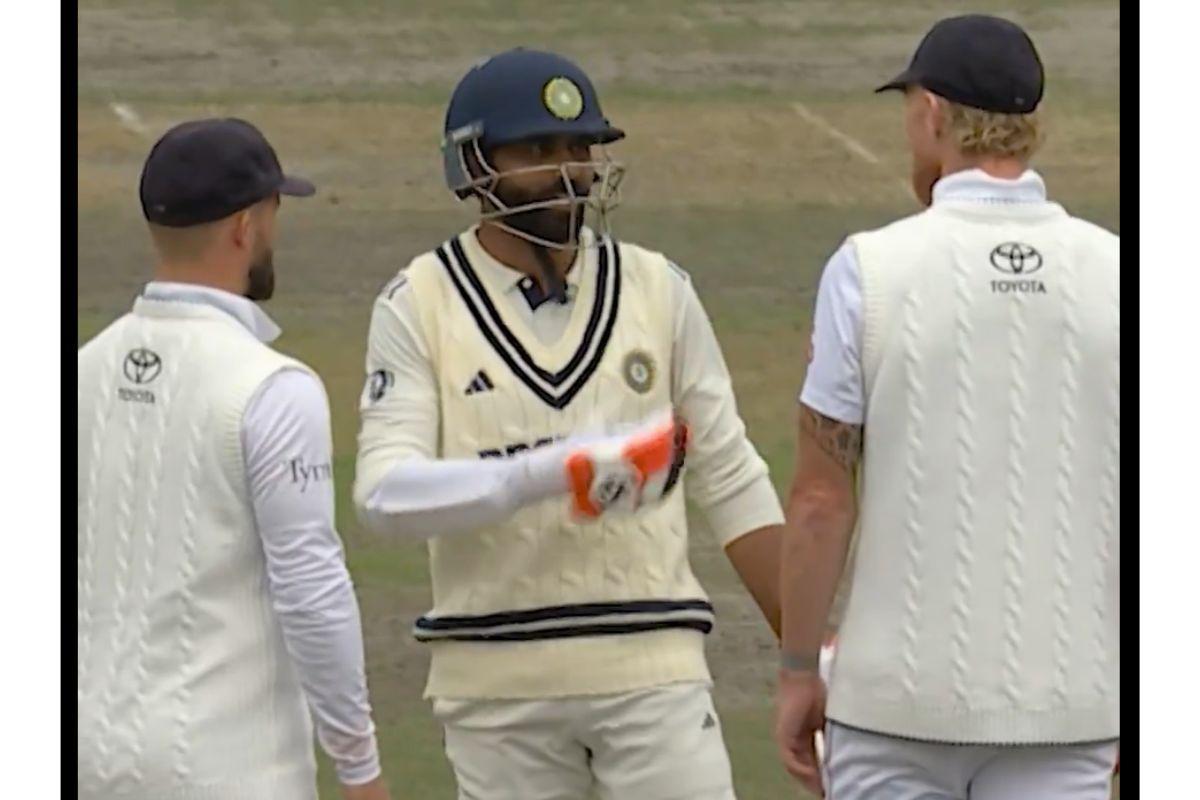 Ben Stokes and Ravindra Jadeja exchange words when the latter refused to shake hands and accept the England captain's offer for a draw. The match was drawn once Jadeja and Washington Sundar completed their Test tons.