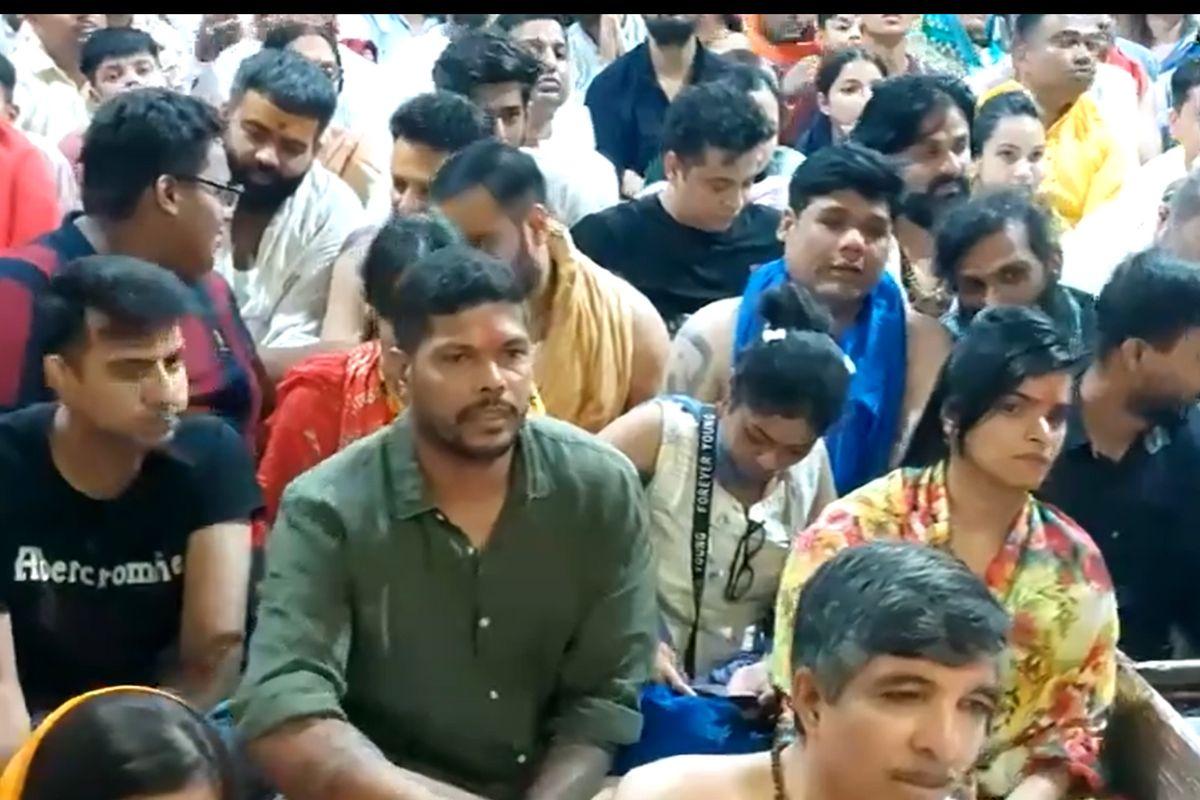 India bowler Umesh Yadav and his wife Tanya Wadhwa at the Bhasman Aarti at at Shri Mahakaleshwar Jyotirlinga Temple in Ujjain on Monday