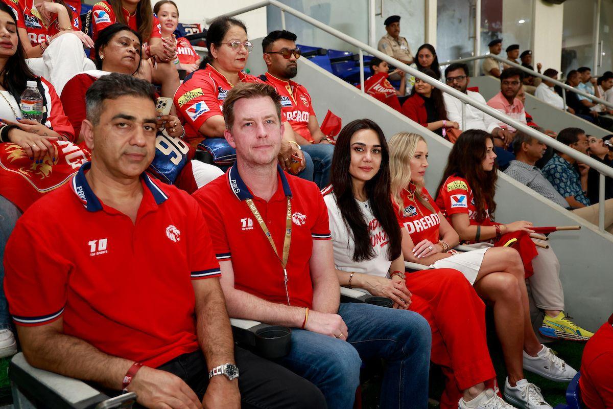 Preity Zinta with her husband Gene Goodenough in the VIP box 