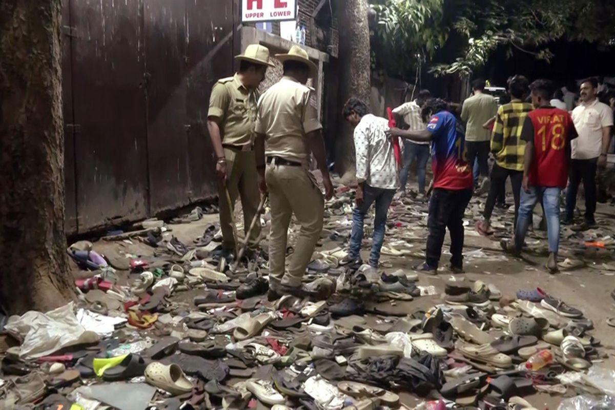 The remnants of the stampede lie strewn around the vicinity of the Chinnaswamy Stadium in Bengaluru on Wednesday