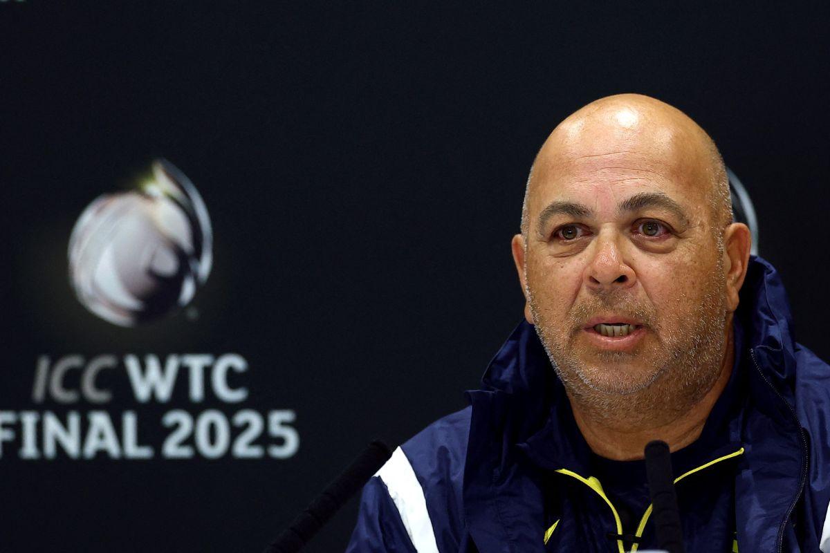 South Africa head coach Shukri Conrad during the press conference on Monday, ahead of the WTC Final, in London on Monday
