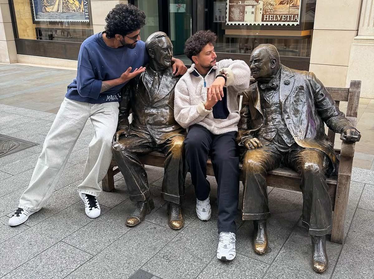 Ravindra Jadeja with Kuldeep Yadav Ravindra Jadeja with Kuldeep Yadav