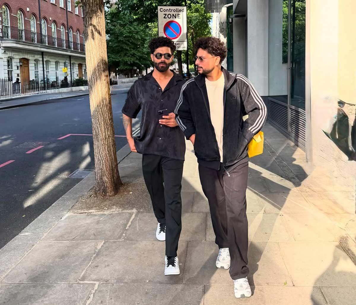 Ravindra Jadeja with Kuldeep Yadav Ravindra Jadeja with Kuldeep Yadav