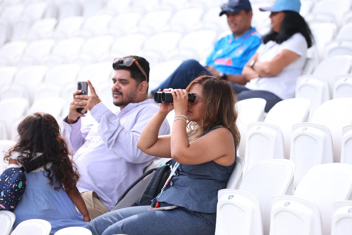  Fans are seen in the stands before the first Test between England v India at Headingley Cricket Ground, Leeds, on Friday