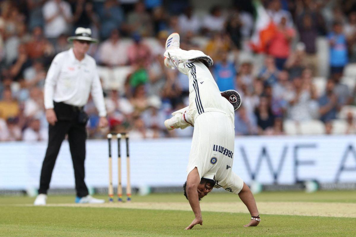 Rishabh Pant does a somersault as he celebrates his century