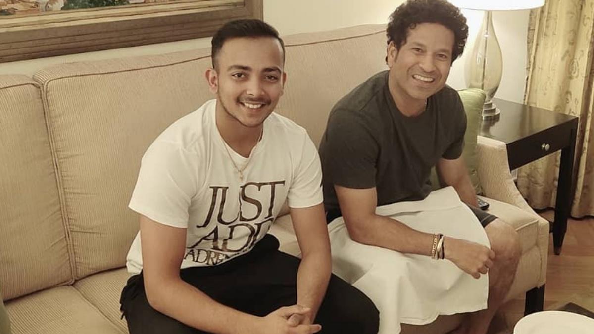 Prithvi Shaw with Sachin Tendulkar