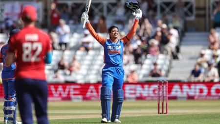 Smriti Mandhana hit her maiden T20 International hundred against England last week
