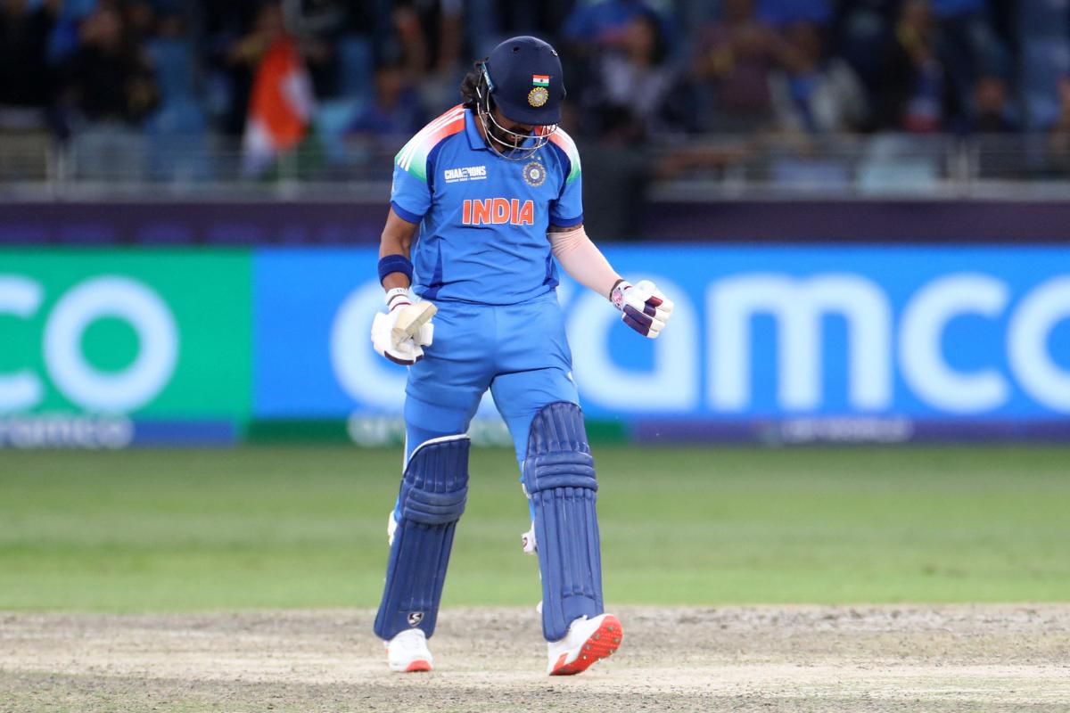 KL Rahul celebrates on hitting the winning runs as India beat Australia to win the Champions Trophy semi-final in Dubai on Tuesday