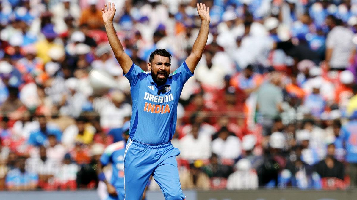 Mohammmed Shami celebrates a wicket