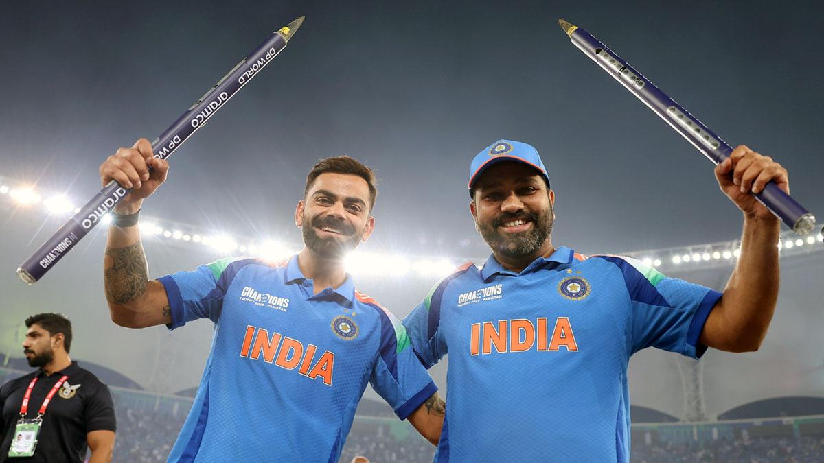 Rohit Sharma celebrates with Virat Kohli