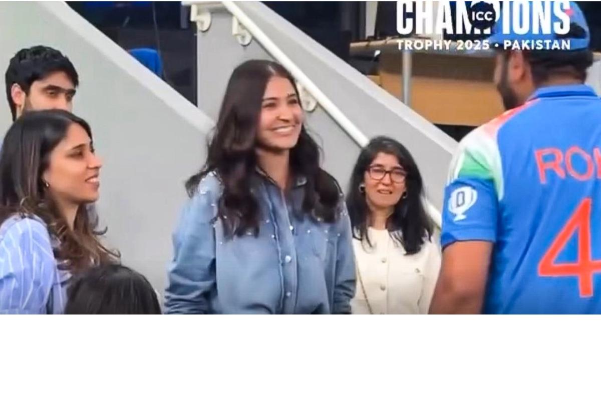 Ritika Sajdeh, Rohit Sharma and Anushka Sharma are all smiles after India's win