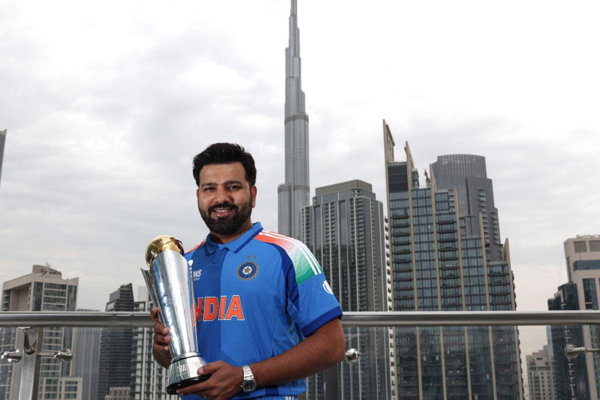 Rohit Sharma poses with his latest trophy to add to his haul