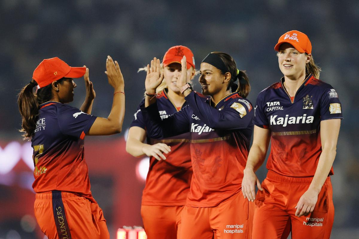 RCB's Sneh Rana celebrates a wicket during the WPL match against Mumbai Indians in Mumbai on Tuesday. 