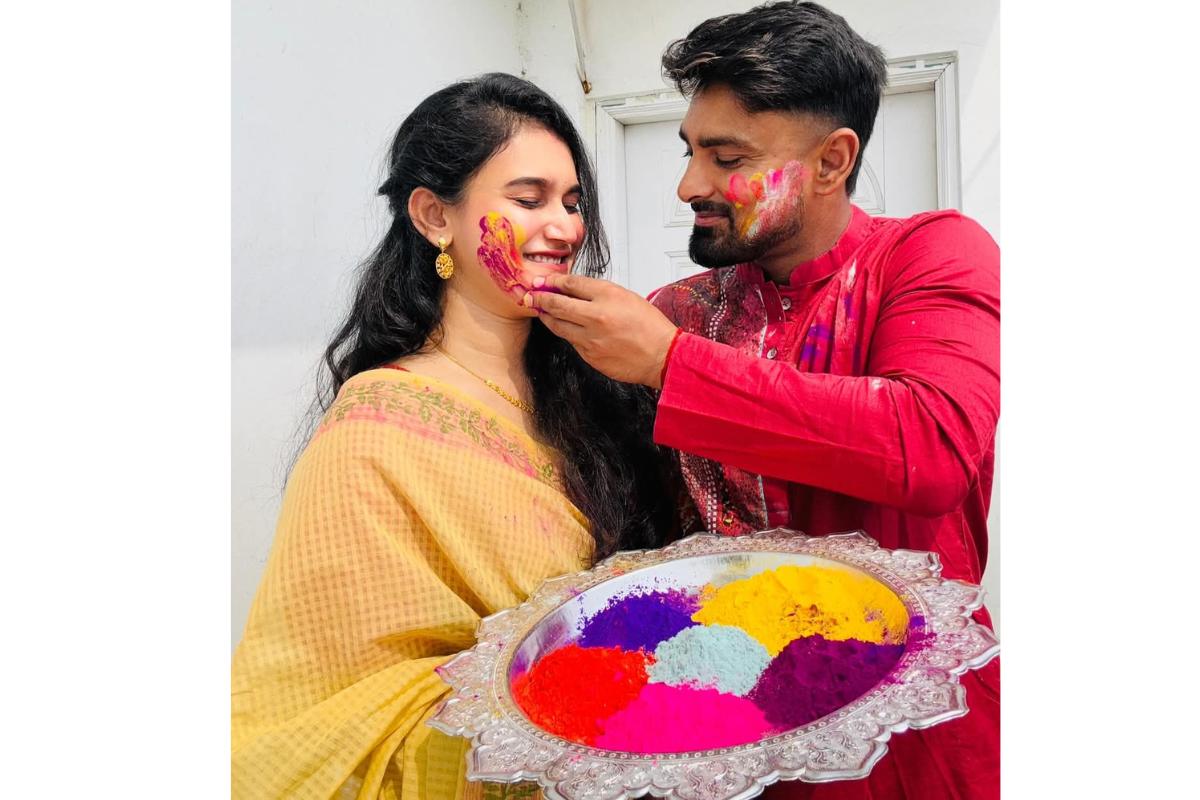 Bangladesh batter Litton Das celebrates Holi with his family at home