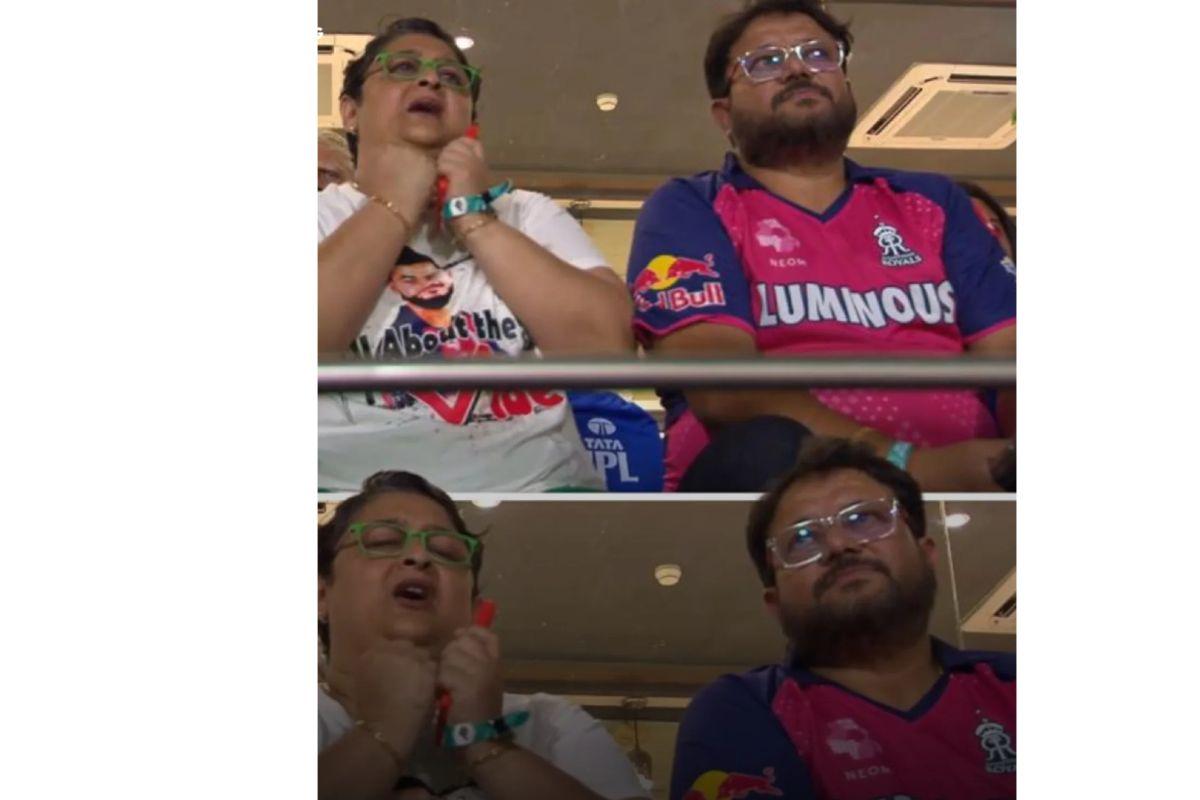 Riyan Parag's mother Mithu Baruah watches proceedings as Riyan Parag bats against KKR on Sunday