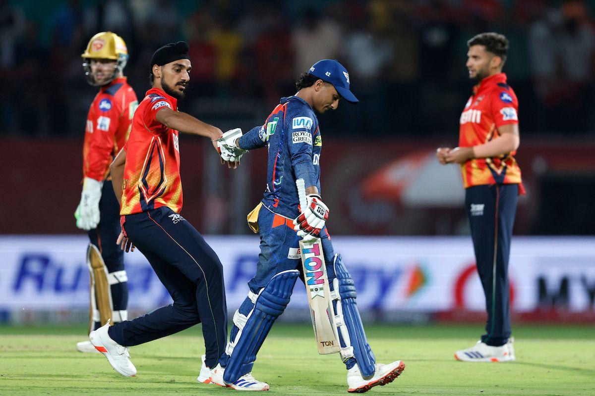 Arshdeep Singh congratulates Ayush Badoni after his dismissal