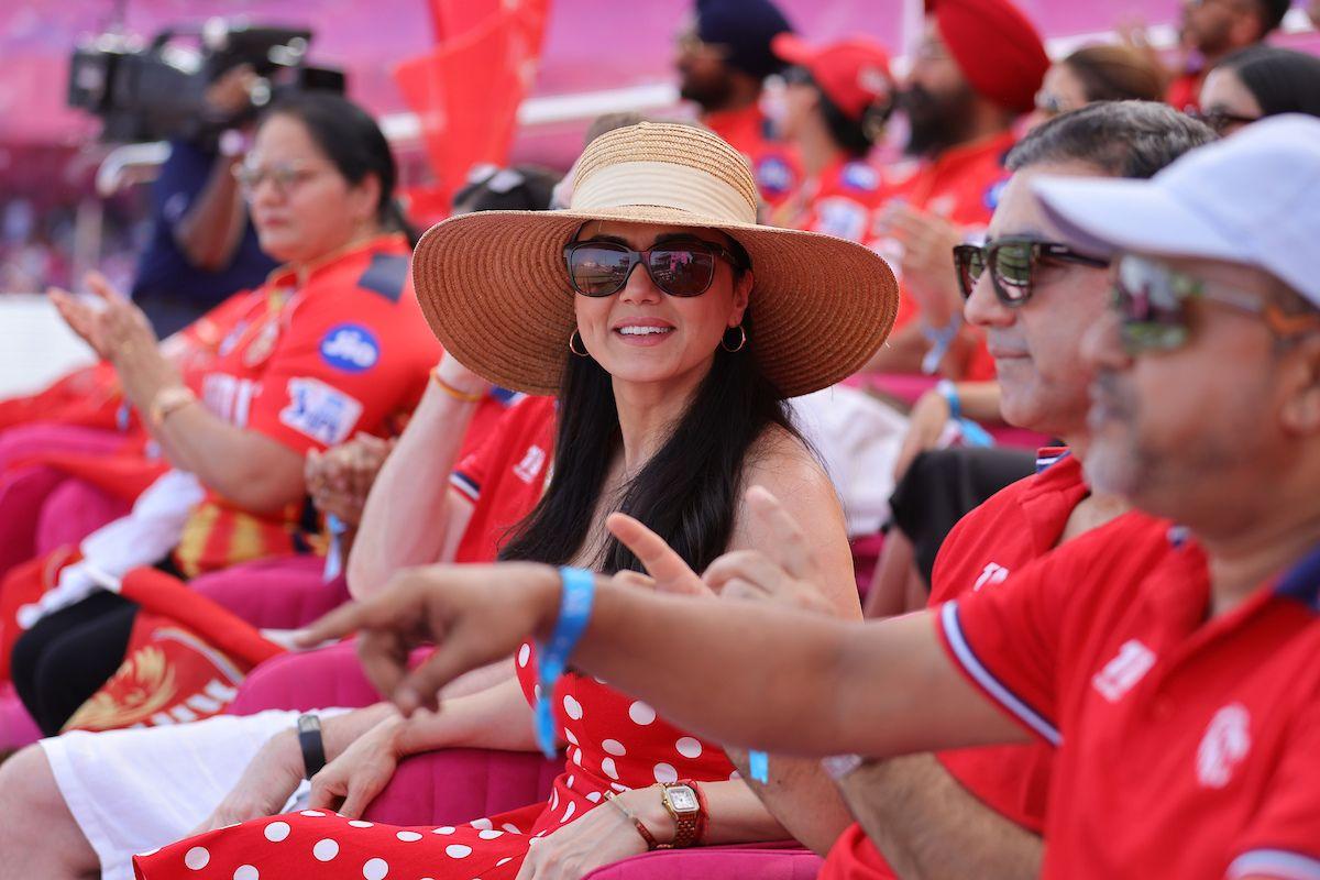 Preity Zinta during the match between Punjab Kings and Rajasthan Royals