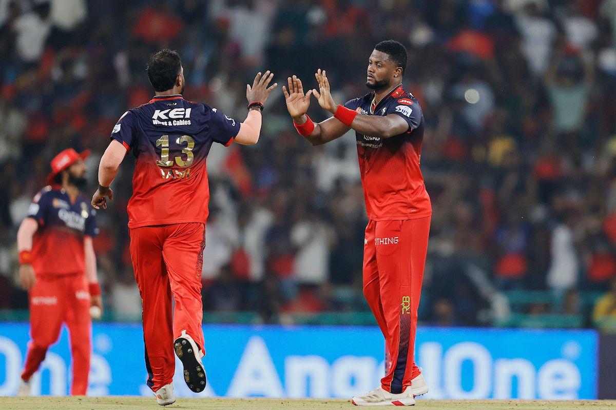 Romario Shepherd celebrates the wicket of Nitish Kumar Reddy
