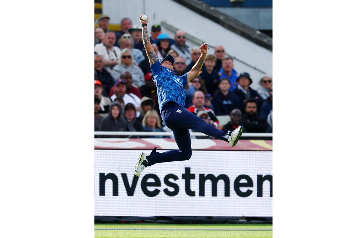 England's Brydon Carse takes a stunner to dismiss West Indies' Shai Hope