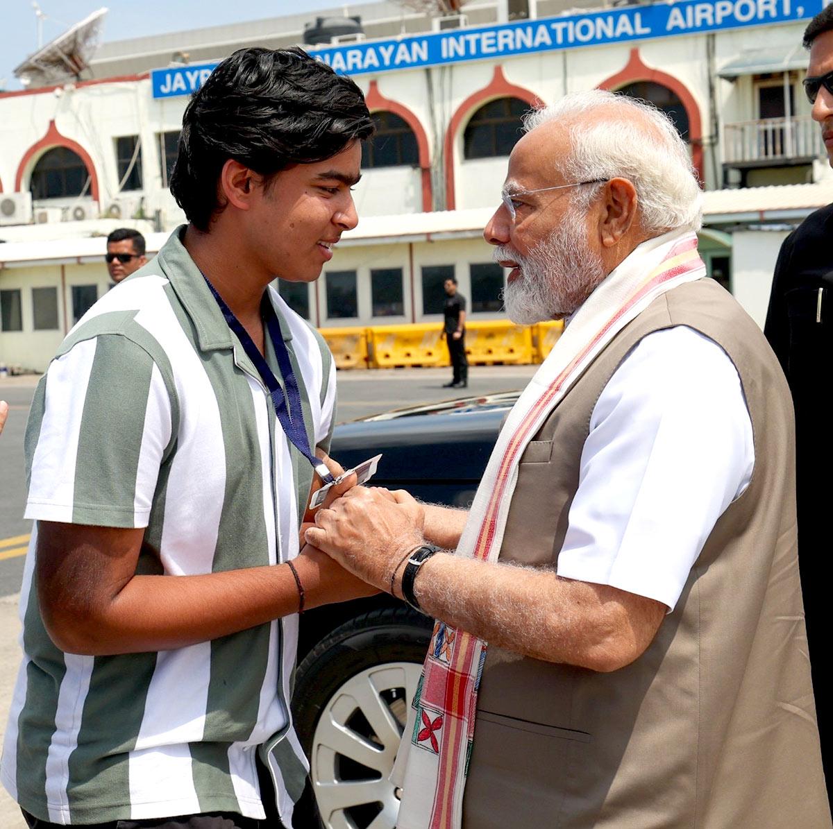 Vaibhav Suryavanshi meets Narendra Modi at Patna airport