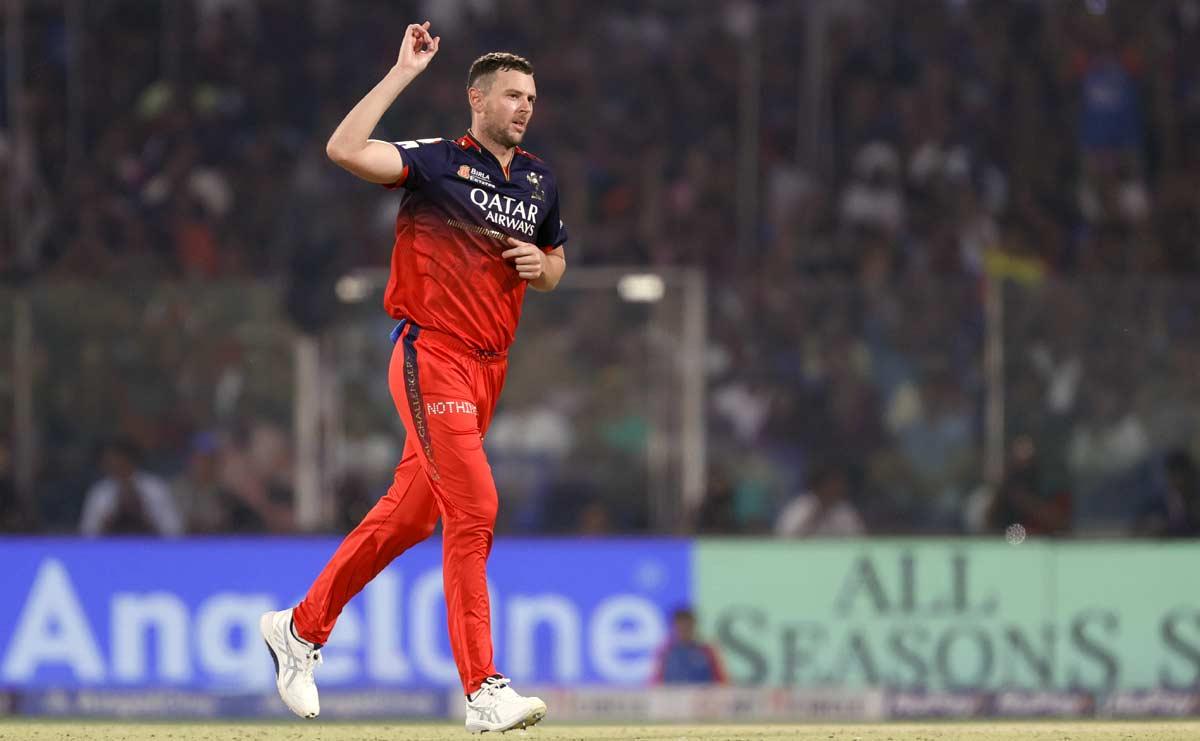 Josh Hazlewood celebrates