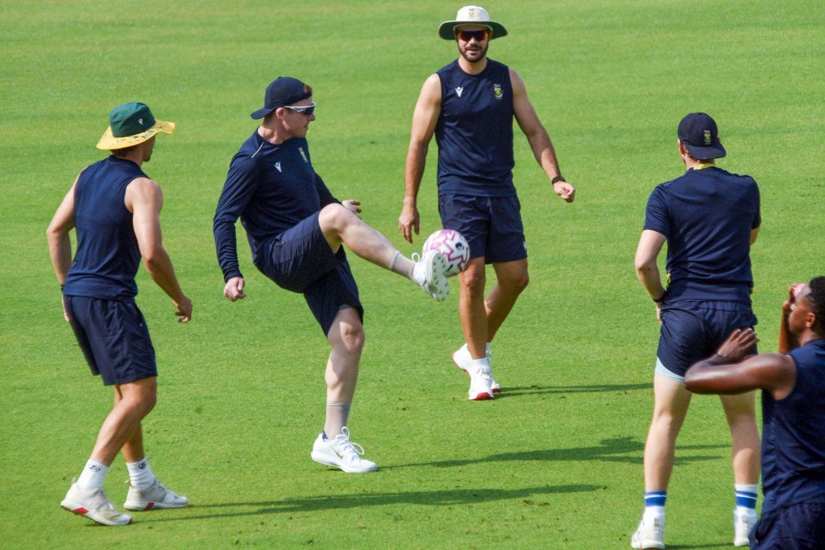 South Africa at a training session in Kolkata on Wednesday