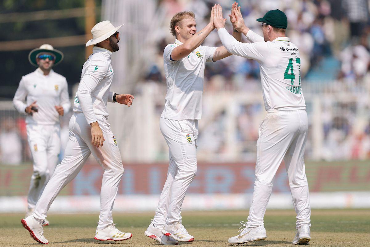 Corbin Bosch celebrates after dismissing Rishabh Pant