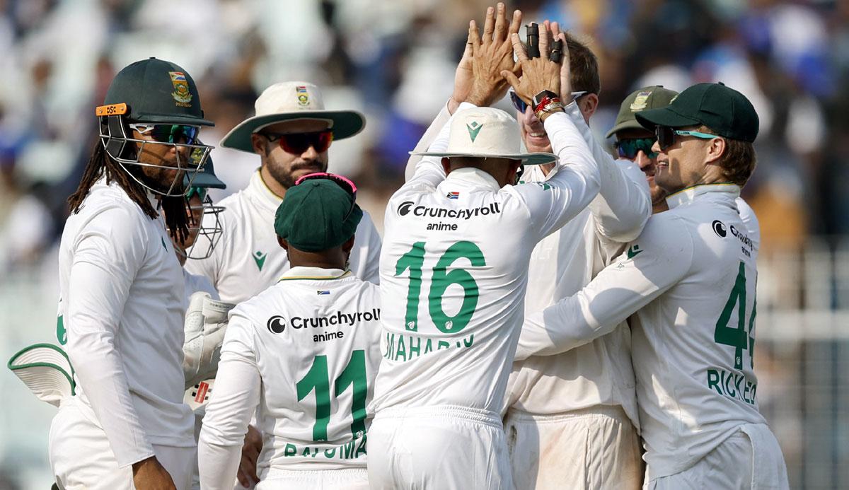 South Africa's players celebrate a wicket South Africa's players celebrate a wicket