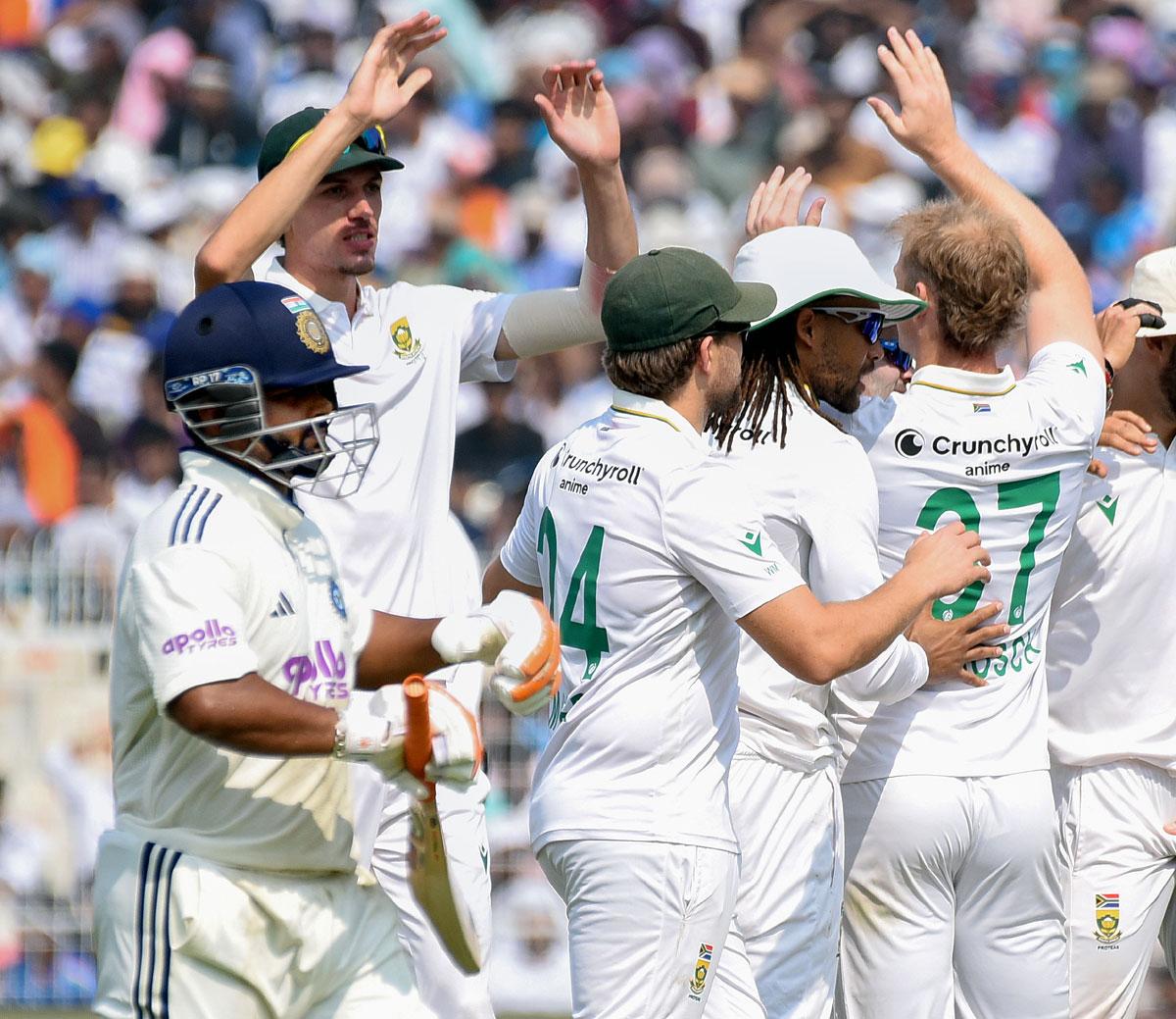 South Africa's players celebrate a wicket South Africa's players celebrate a wicket
