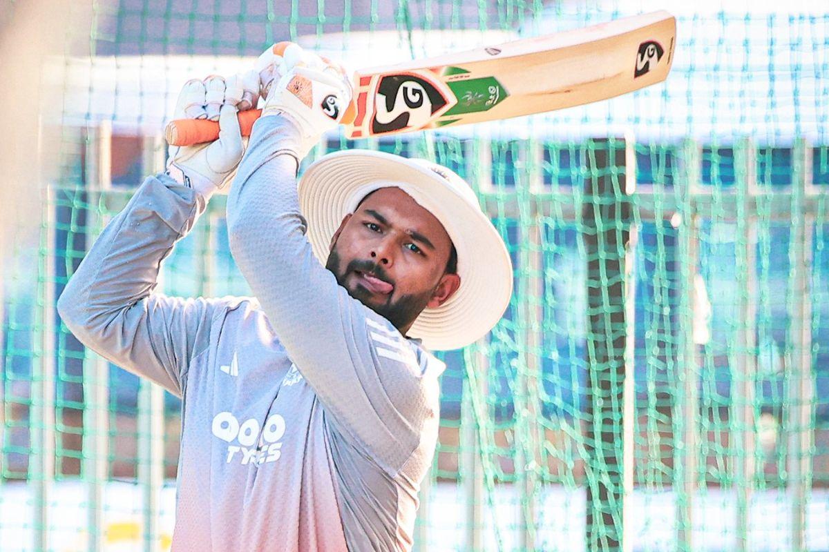 Rishabh Pant bats in the nets on Friday, ahead of the 2nd Test in Guwahati
