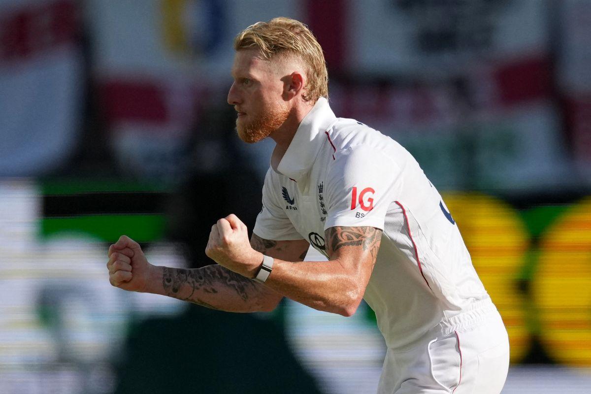 Ben Stokes celebrates the wicket of Travis Head