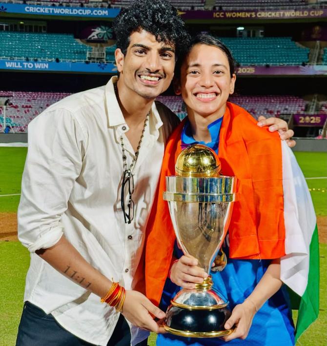 Smriti Mandhana with Palash Muchhal Smriti Mandhana with Palash Muchhal