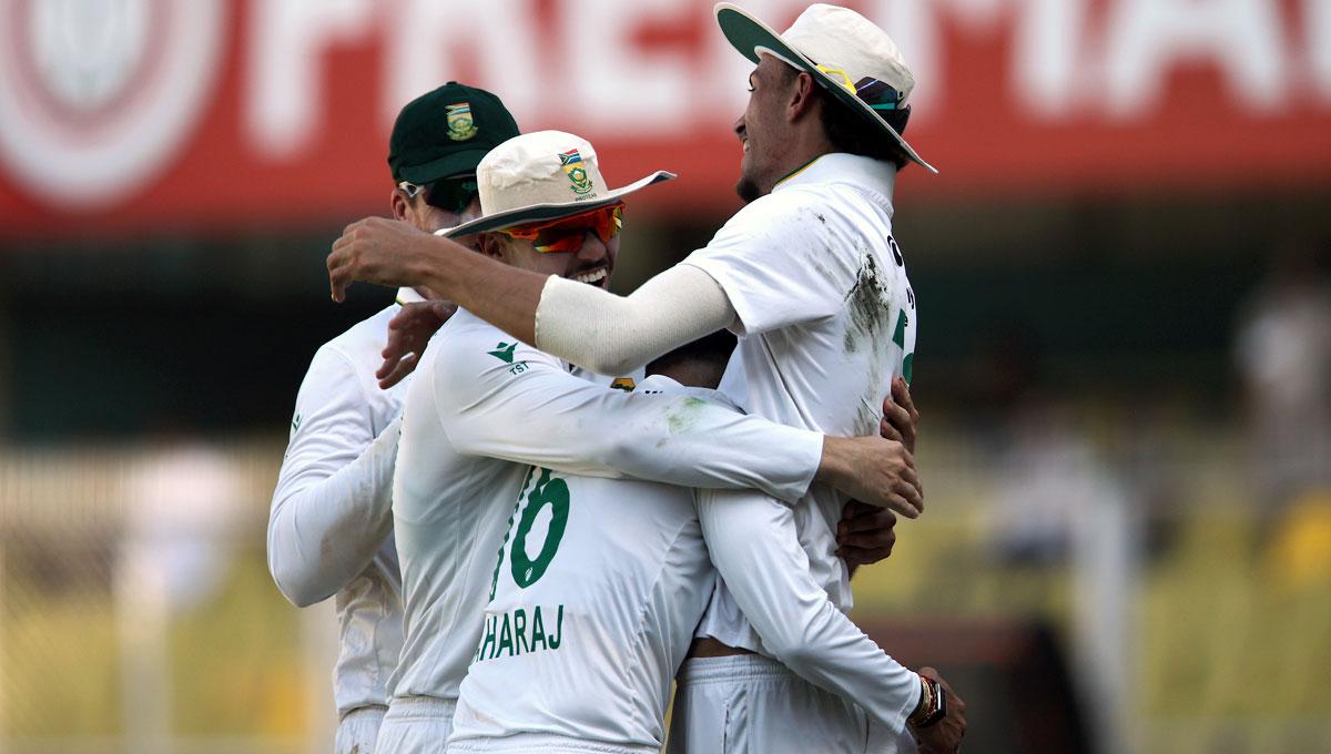 South Africa's players celebrate a wicket South Africa's players celebrate a wicket