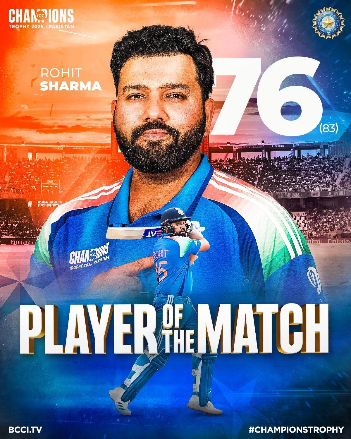 Rohit Sharma bags the player of the match award in his last ODI.