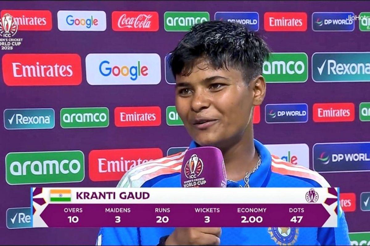 Kranti Goud was named Player of the Match for her effort of 3 for 20 against Pakistan in Colombo on Sunday
