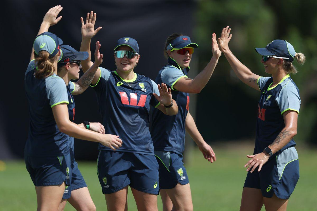 Australia players at a team training session on Monday