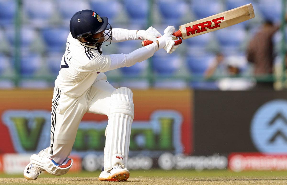 Shubman Gill hits a boundary