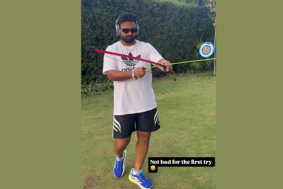 Rishabh Pant tries his hand at archery and hits bulls-eye at first go
