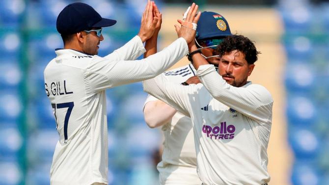 Kuldeep Yadav celebrates Kuldeep Yadav celebrates