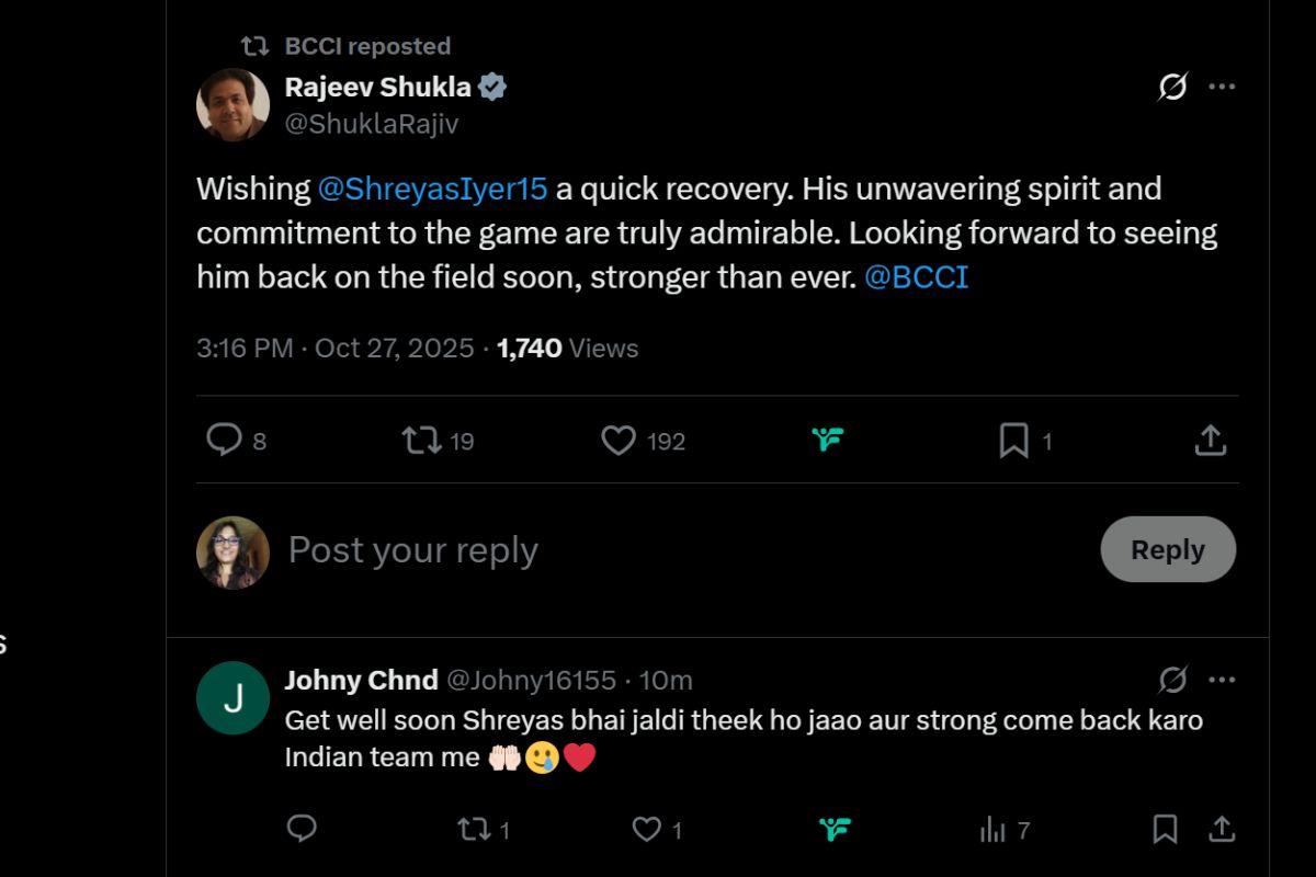 Shreyas Iyer recovery tweet