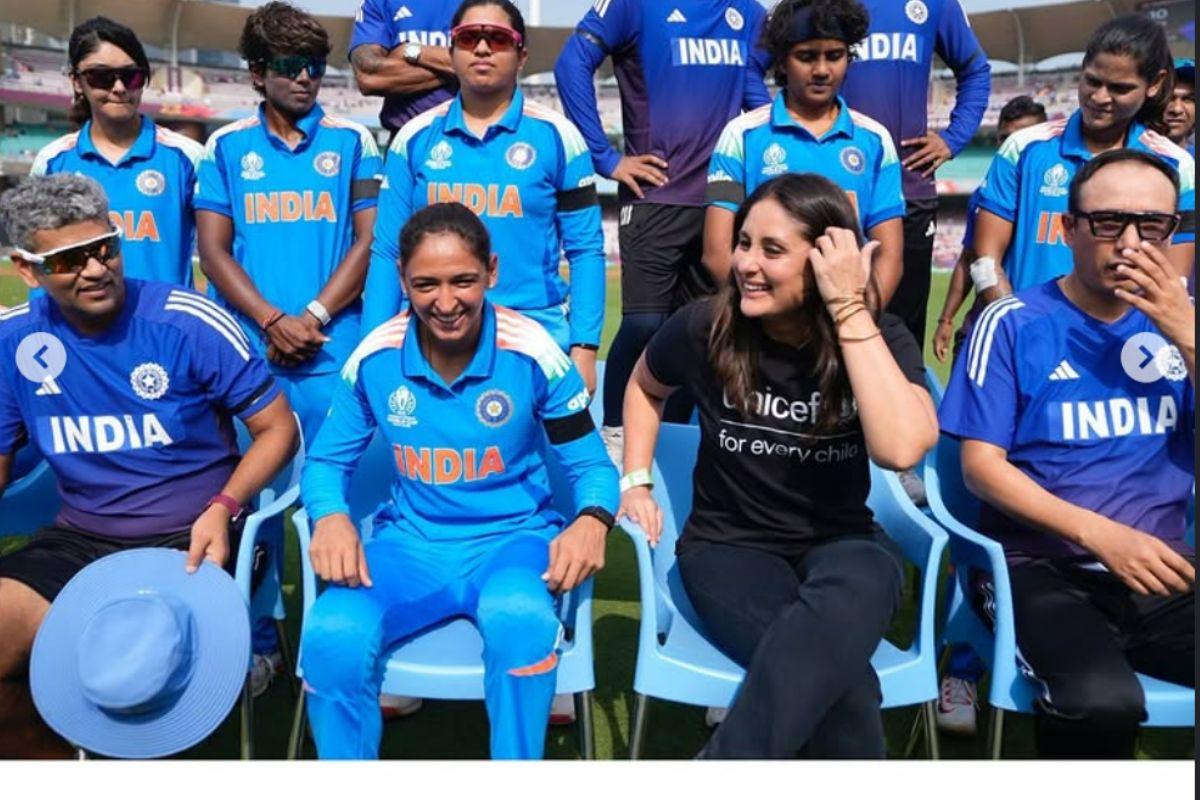 Kareena Kapoor Khan with the players of the Indian women's cricket team