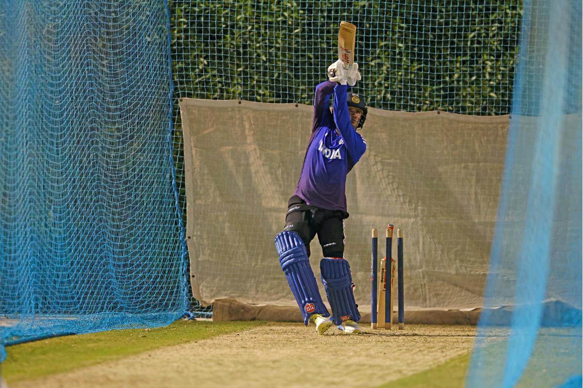 Abhishek Sharma sends one sailing outside the nets